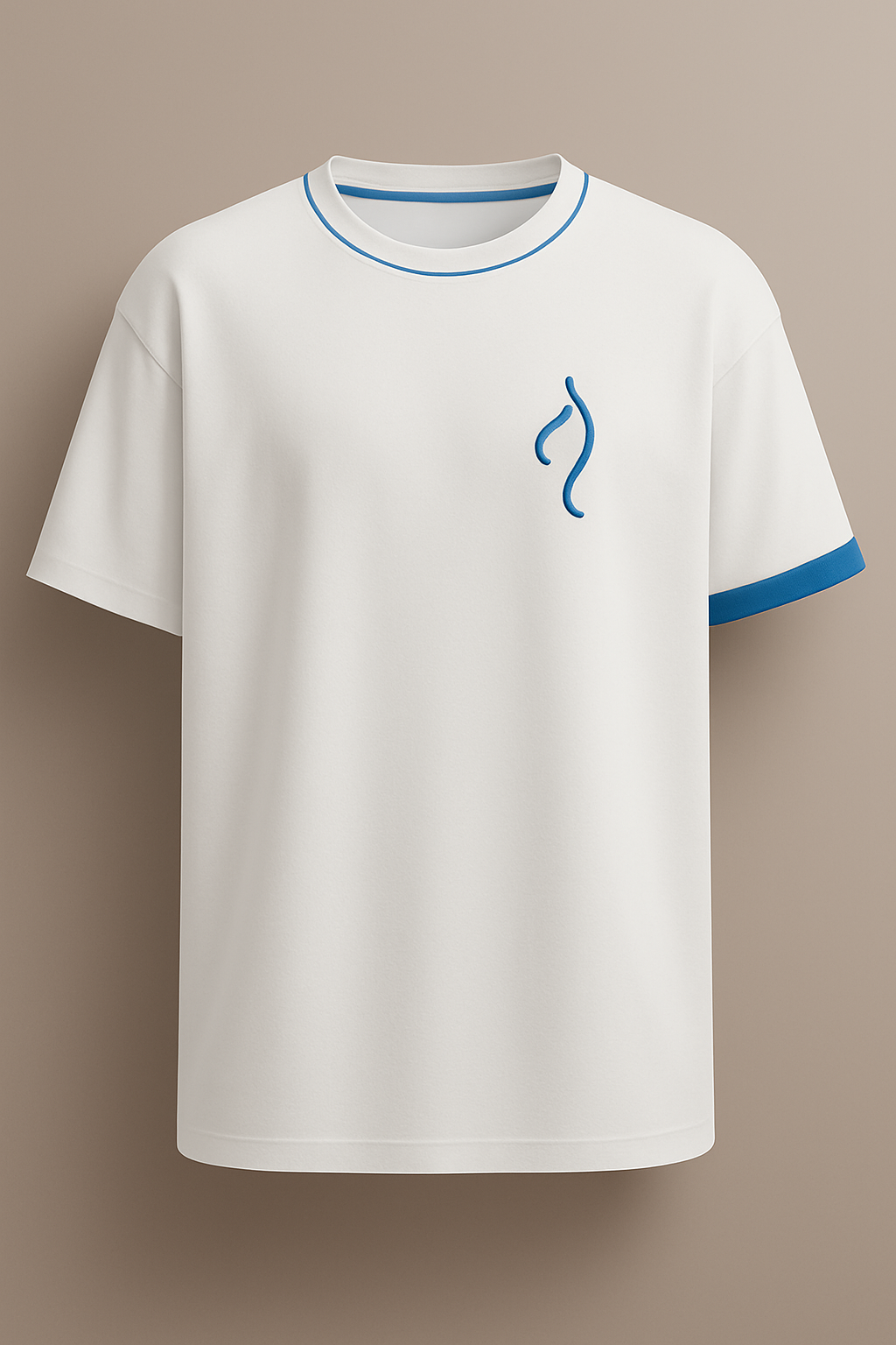 T-shirt la Bande bleu minimaliste blanc