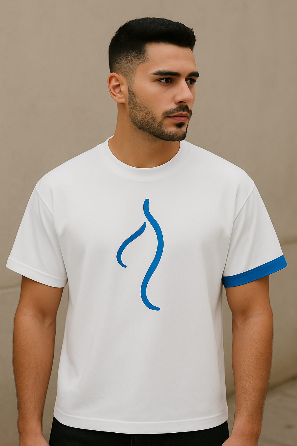 T-shirt la Bande bleu pur blanc